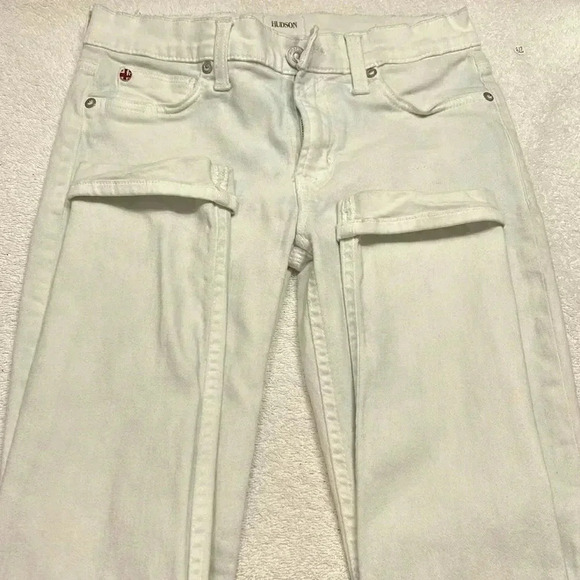 Hudson Tally Crop Skinny Woman Cuffed White Jean size 27 - Picture 6 of 11